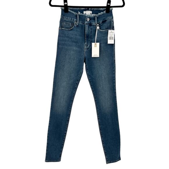 Good American Womens Good Legs Fray Waistband Skinny Jeans Size 0 Waist 25 - Picture 11 of 11